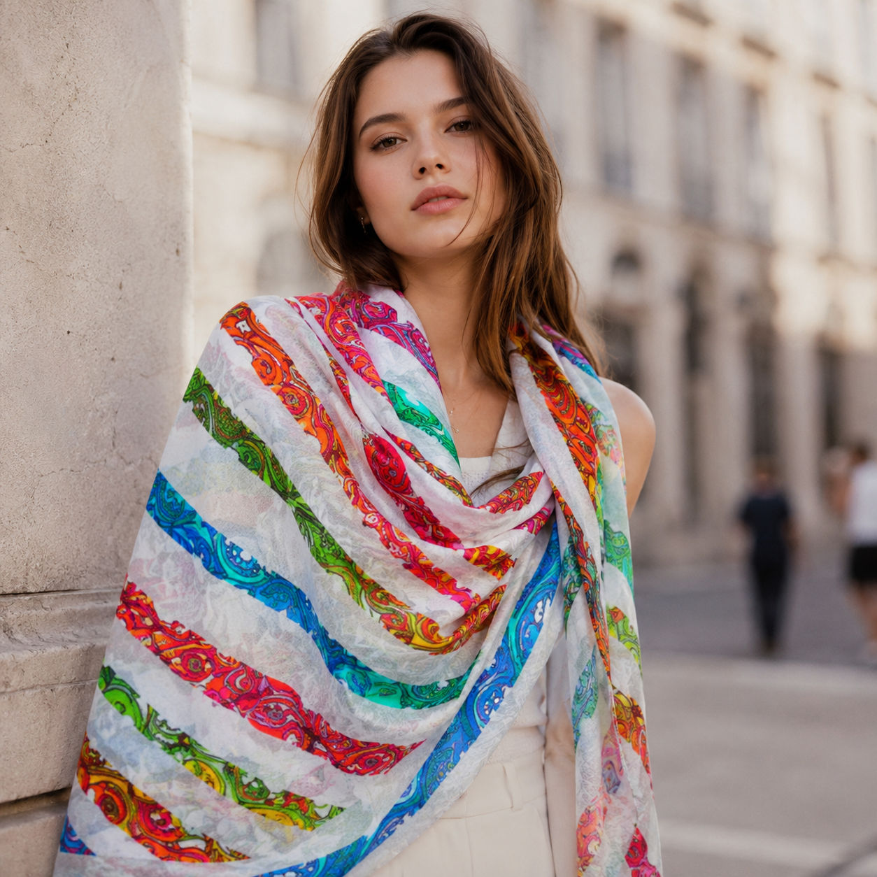 Digital Print Wool Scarf/Shawl 275
